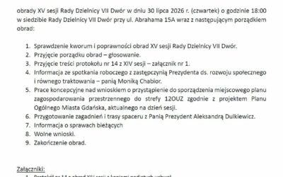 XV Sesja Rady Dzielnicy VII Dwór